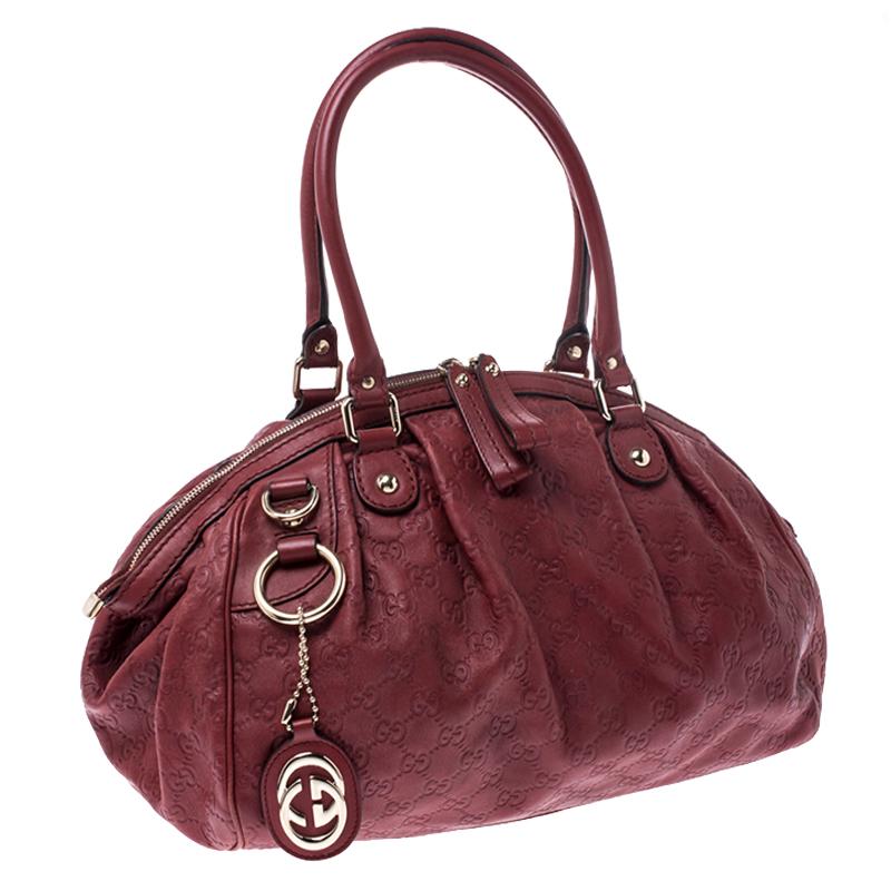 Brown Gucci Burgundy Guccissima Leather Medium Sukey Boston Bag