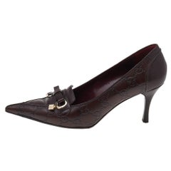 Gucci Burgundy Guccissima Leather Pointed Toe Pumps Size 36