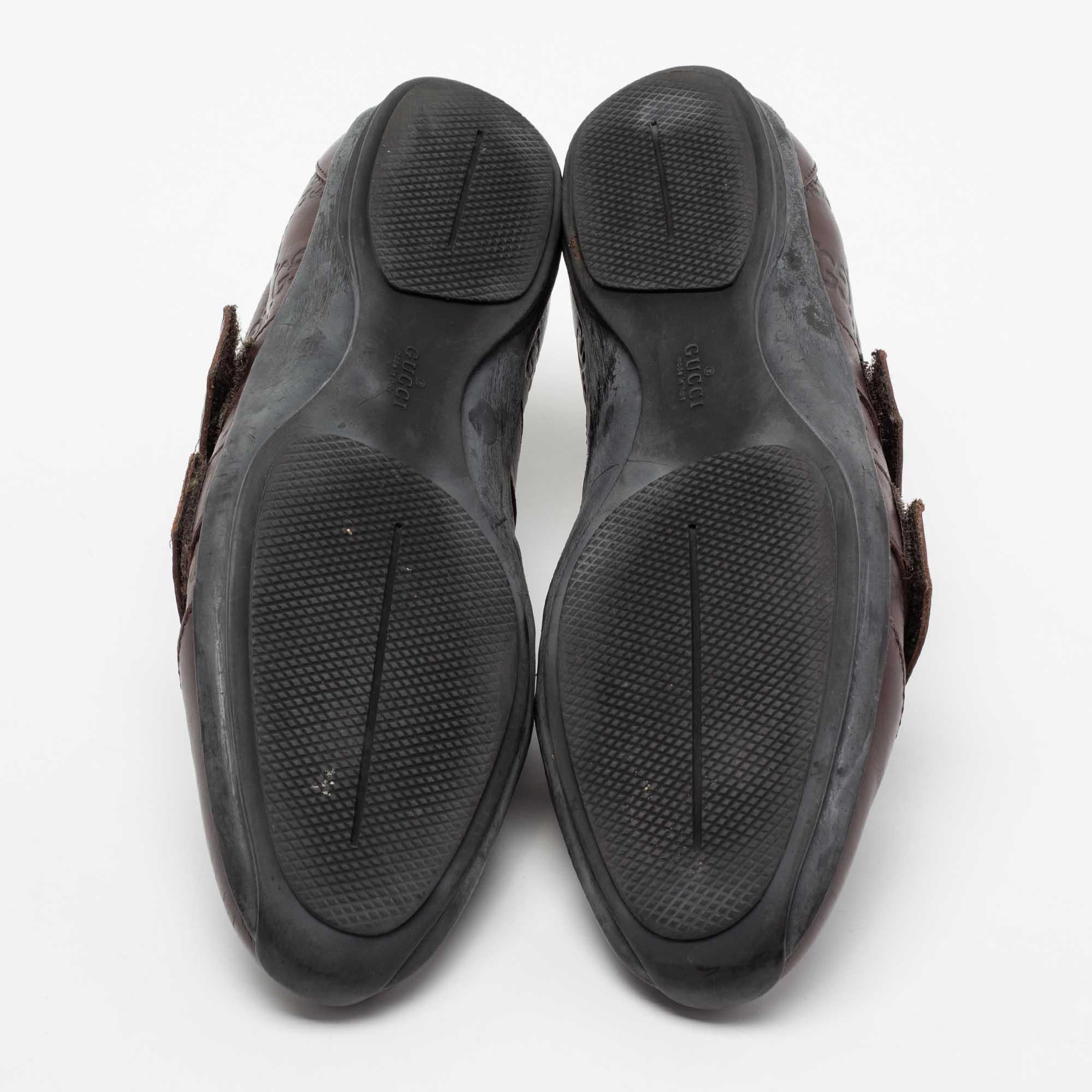 Gucci Burgundy Guccissima Leather Velcro Strap Sneakers Size 37.5 1