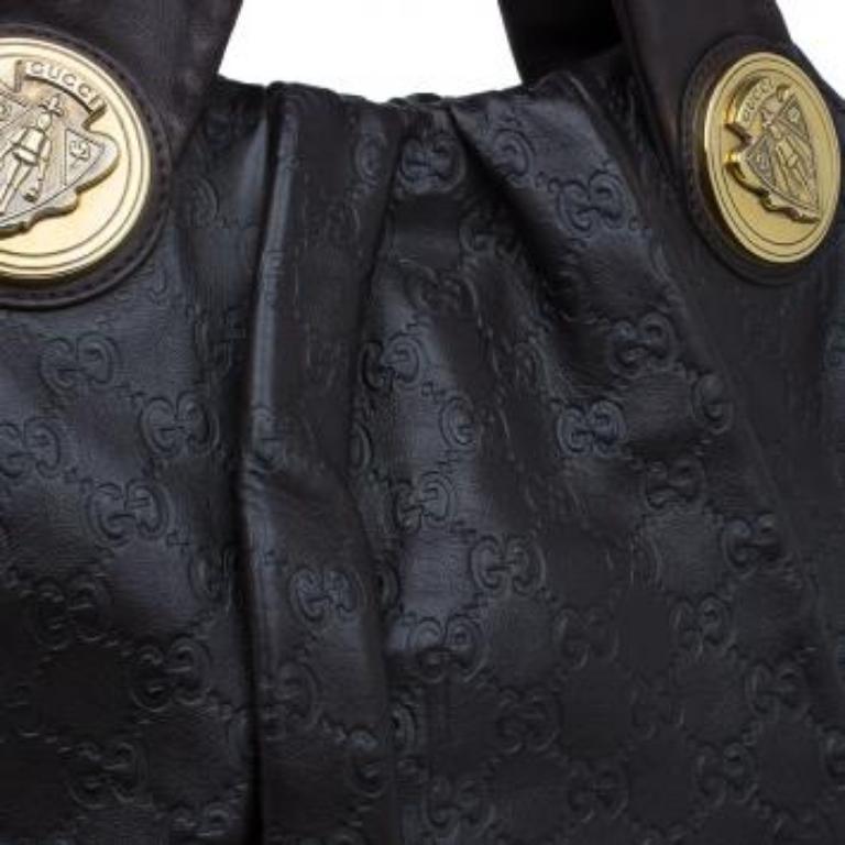 Gucci Hysteria Hobo Grande de Piel Guccussima Borgoña Negro en venta