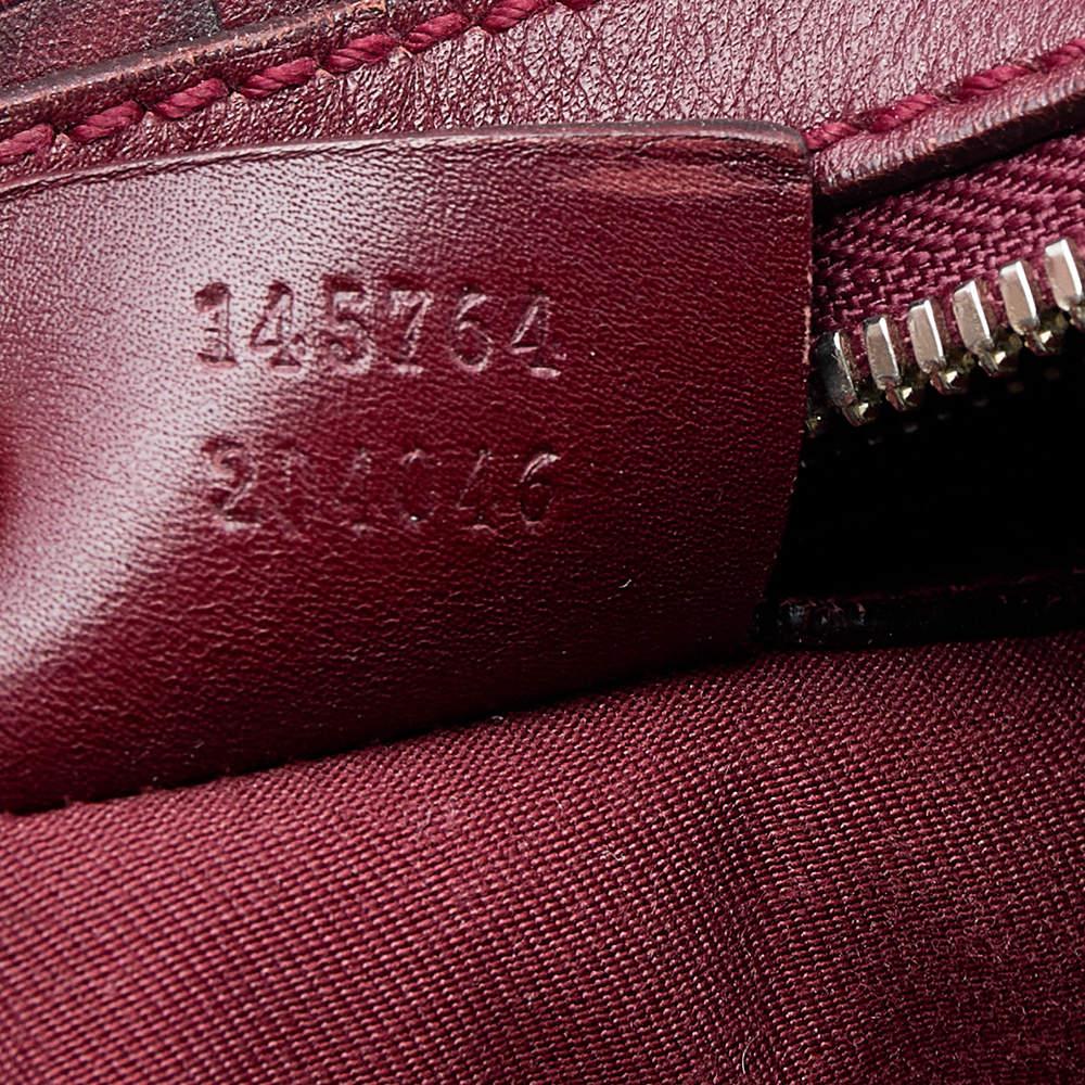 Gucci Burgundy Horsebit Embossed Leather Buckle Hobo 6