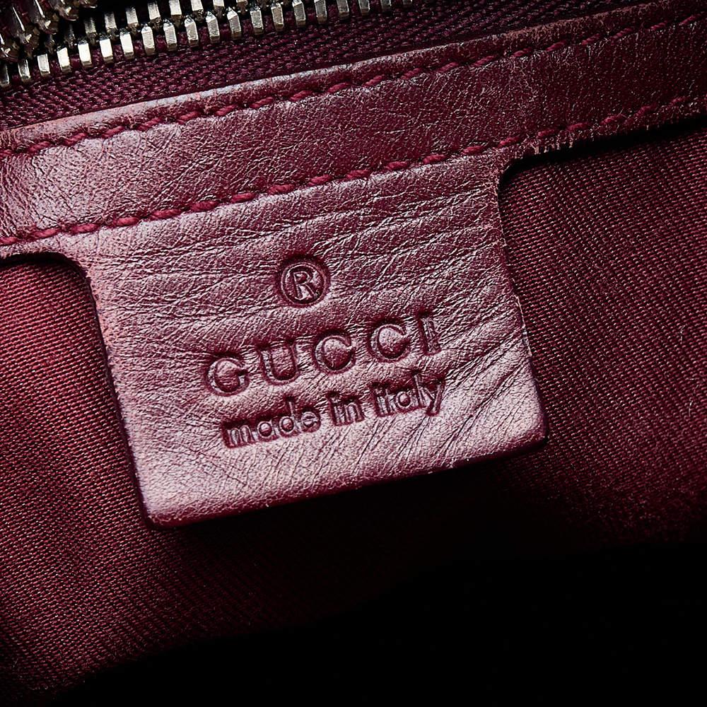 Gucci Burgundy Horsebit Embossed Leather Buckle Hobo 7