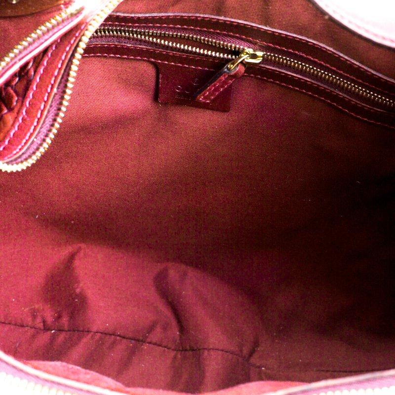 Gucci Burgundy Horsebit Embossed Leather Buckle Hobo 2