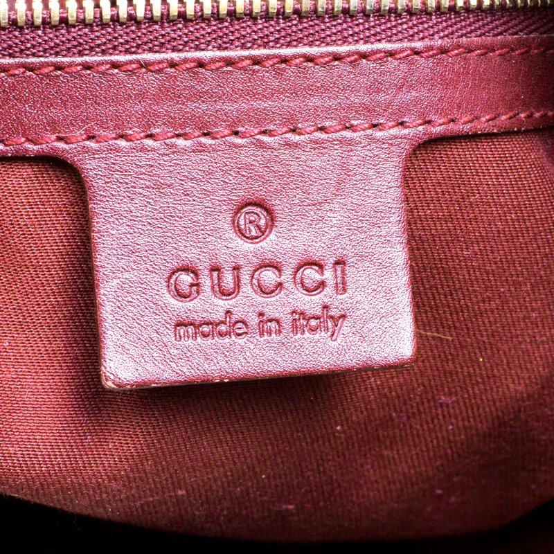 Gucci Burgundy Horsebit Embossed Leather Buckle Hobo 4