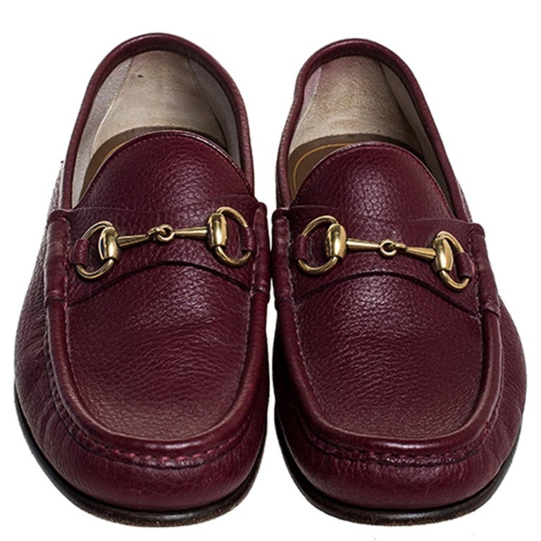 Gucci Leather 1953 Horsebit Loafers Size 40 For Sale at 1stDibs | gucci with gold leaf, gucci loafers with gold leaf, shoe with gold leaf