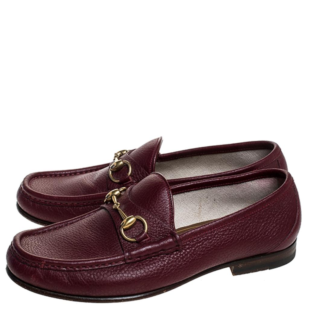 Gucci Burgundy Leather 1953 Horsebit Loafers Size 40 For Sale at 1stDibs |  jeweled flat sandals