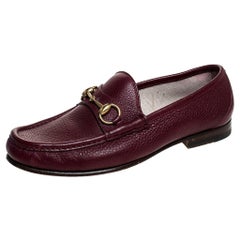 Gucci Burgundy Leather 1953 Horsebit Loafers Size 40
