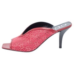 Gucci Mules en cuir et toile bordeaux taille 40,5