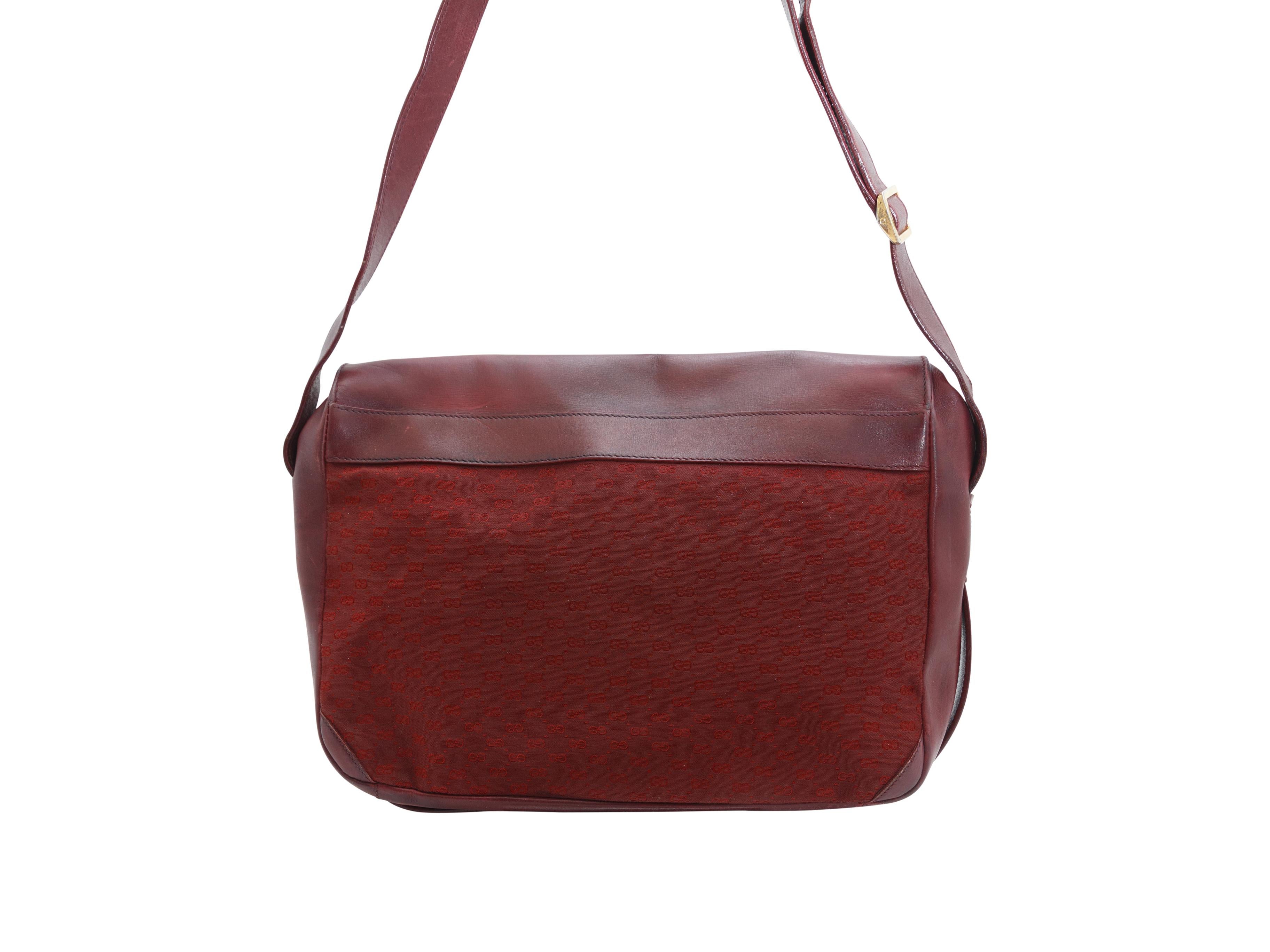 Gucci Burgundy Leather and Logo Messenger Bag 1