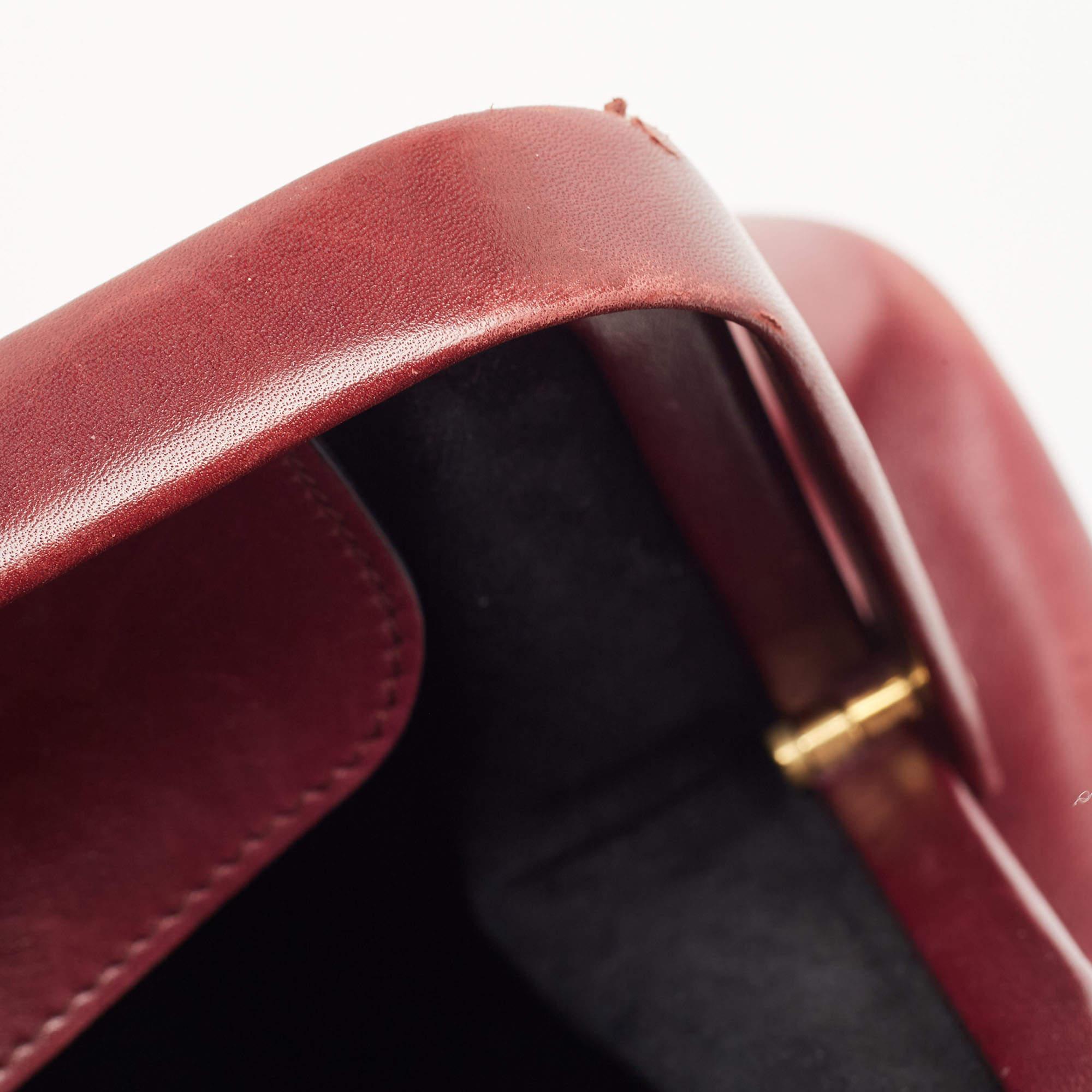 Burgunderfarbene Gucci Lady Stirrup Top Handle Bag aus Leder und Wildleder im Angebot 15