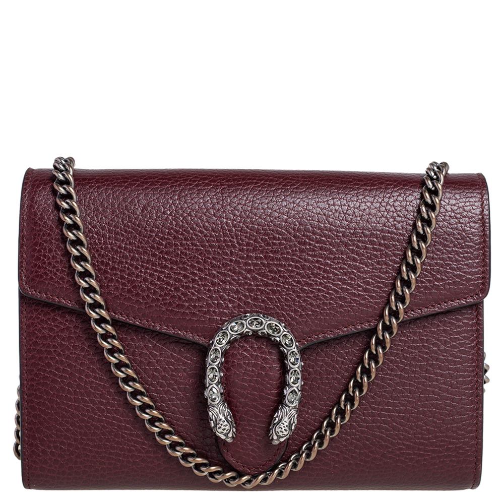 Gucci Burgundy Leather Dionysus Wallet On Chain 5