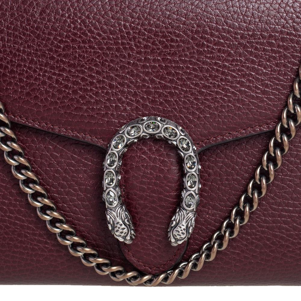 Gucci Burgundy Leather Dionysus Wallet On Chain 6