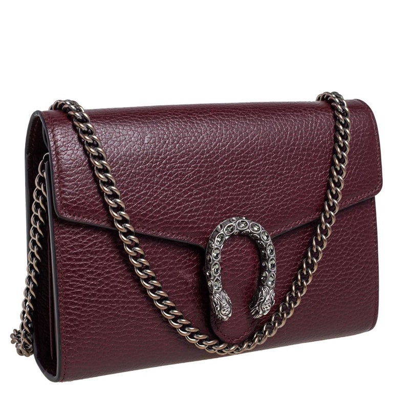 Dionysus chain wallet leather crossbody bag Gucci Burgundy in Leather -  27914847