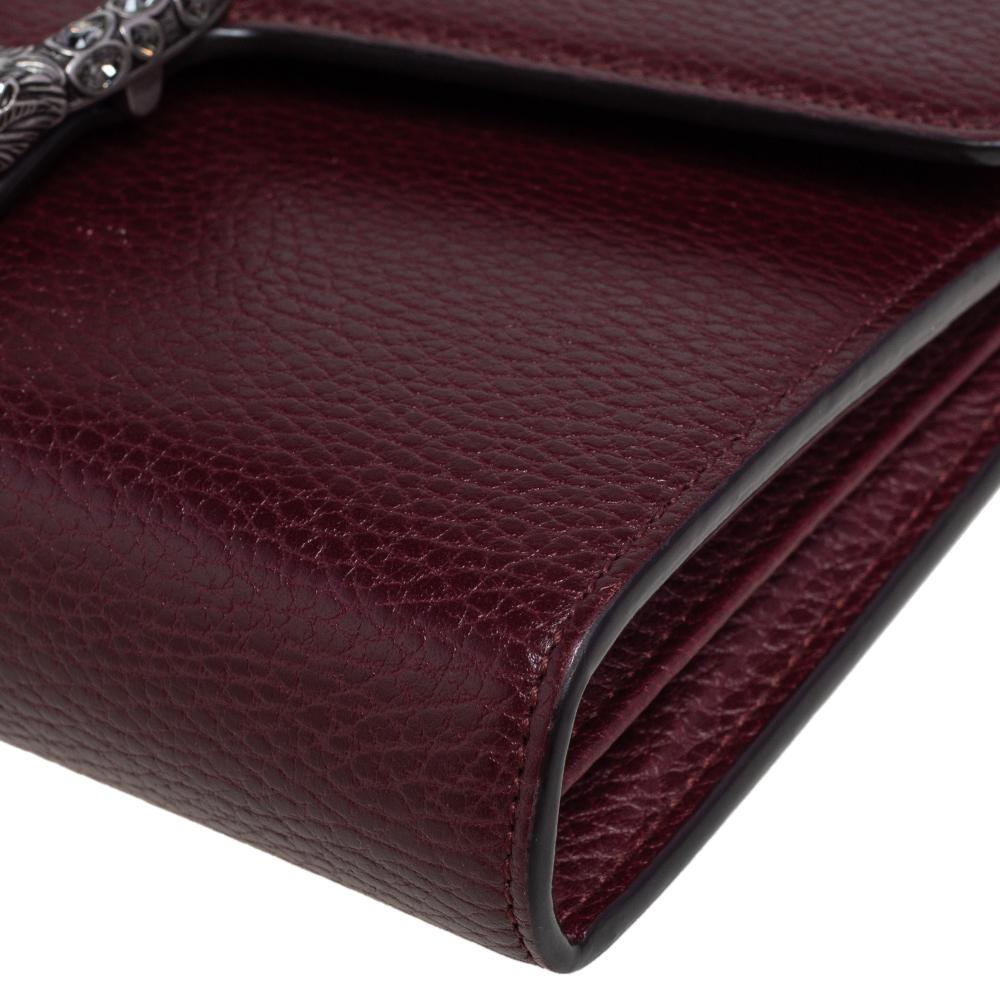 Women's Gucci Burgundy Leather Dionysus Wallet On Chain