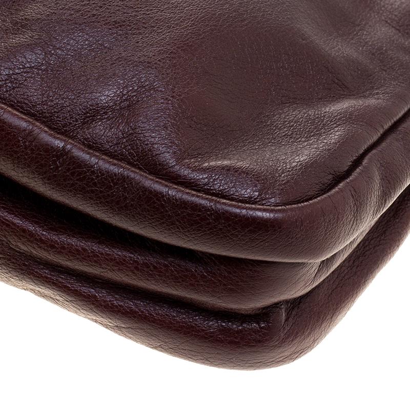 Gucci Burgundy Leather Fanny Pack Double Waist Belt Bag 5