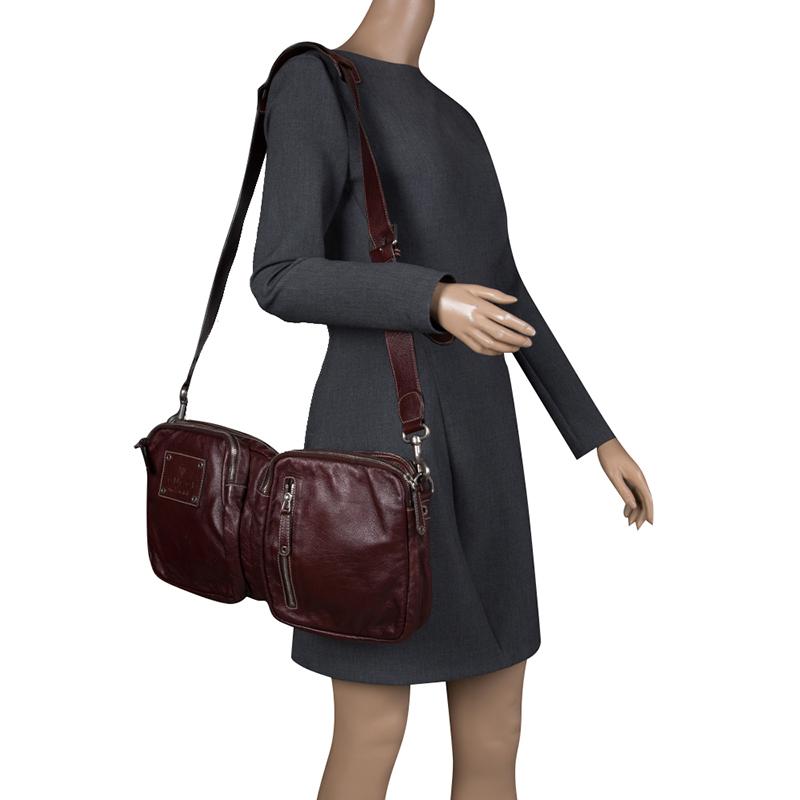 Black Gucci Burgundy Leather Fanny Pack Double Waist Belt Bag