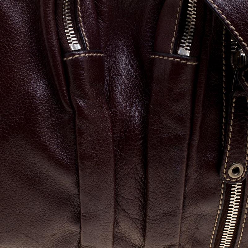 Gucci Burgundy Leather Fanny Pack Double Waist Belt Bag In Excellent Condition In Dubai, Al Qouz 2