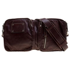 Gucci Burgundy Leather Fanny Pack Double Waist Belt Bag