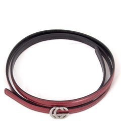 GUCCI burgundy leather GG BUCKLE THIN BELT 85