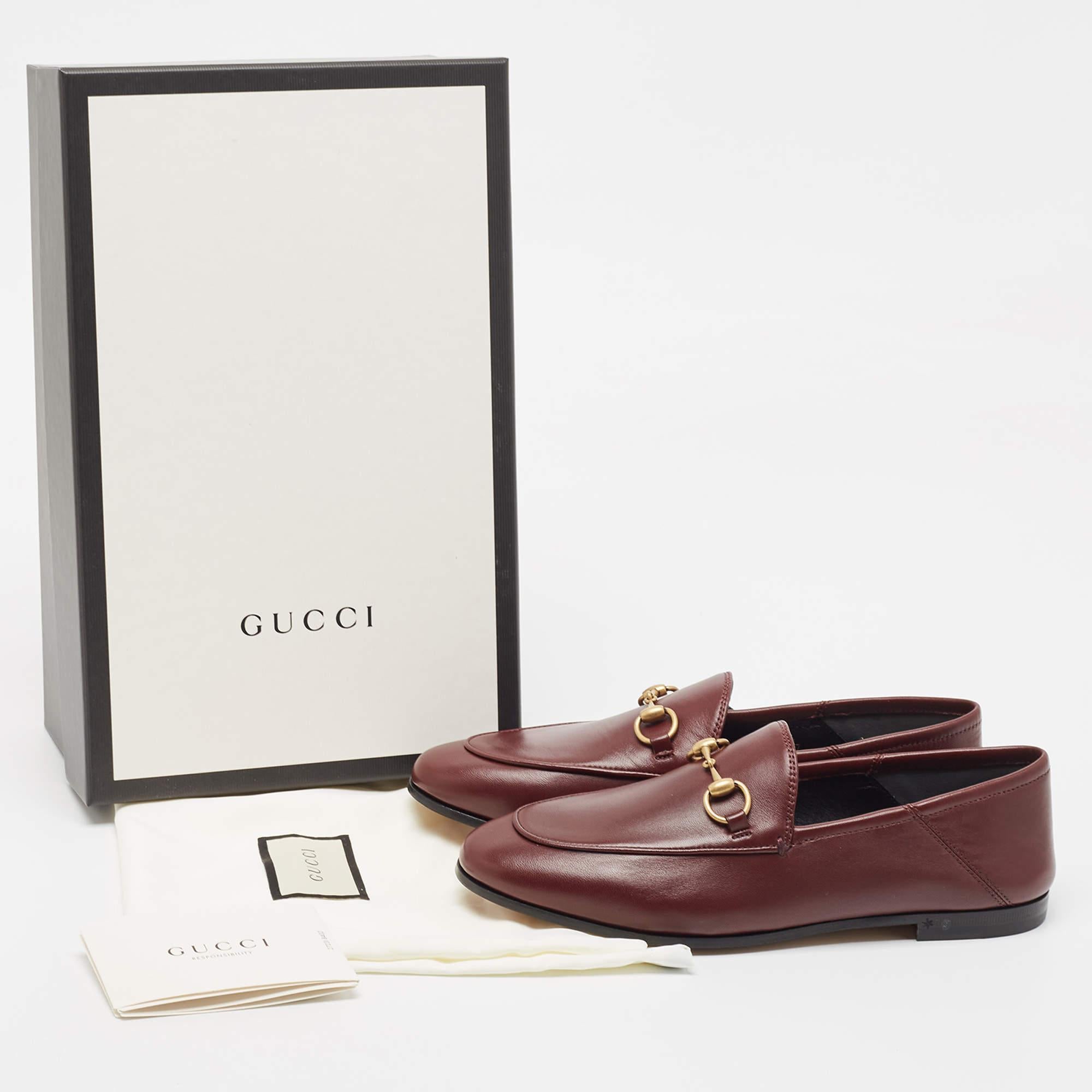 Gucci Burgundy Leather Horsebit Foldable Loafers Size 36.5 4