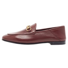 Gucci Burgundy Leather Horsebit Foldable Loafers Size 36.5