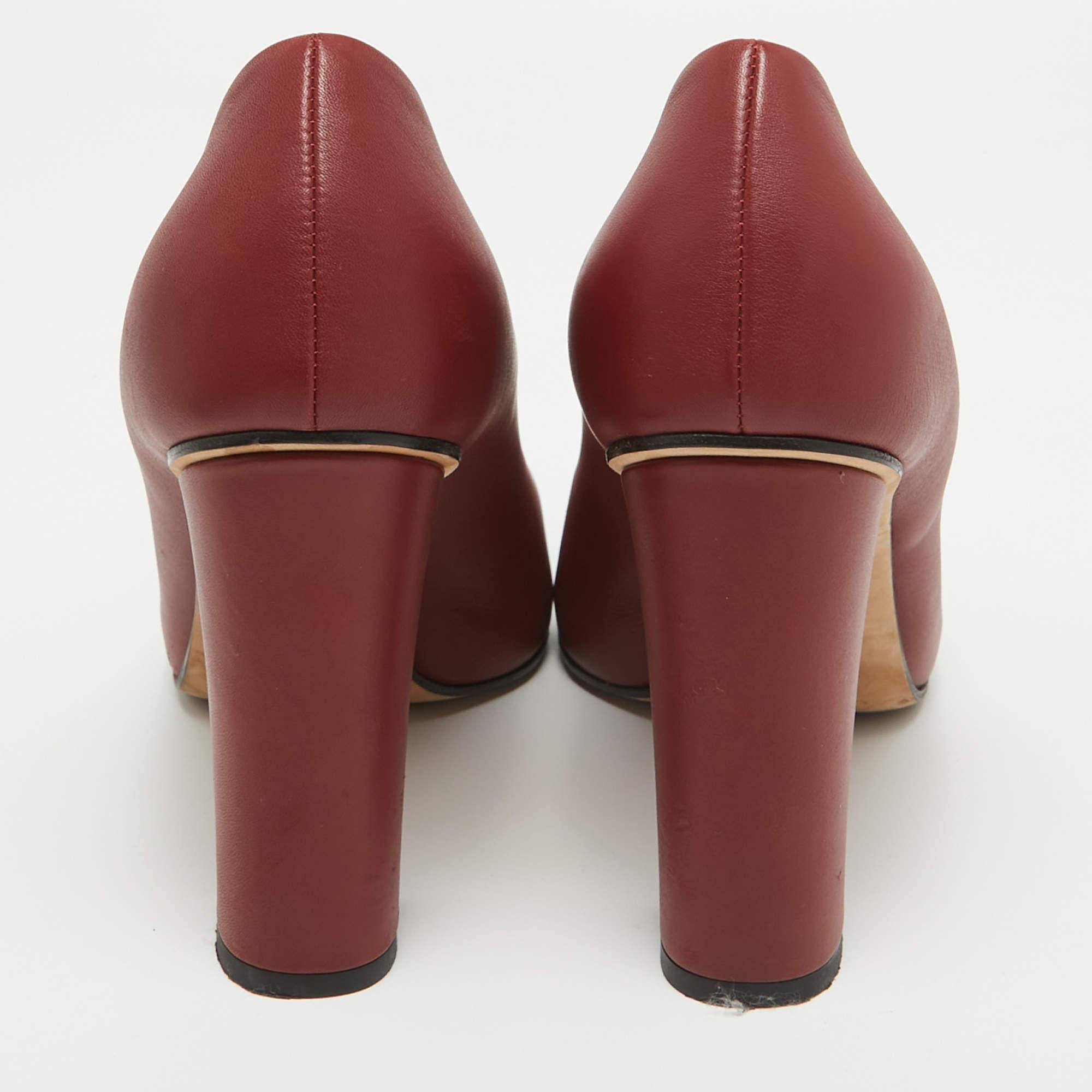 Women's Gucci Burgundy Leather Horsebit Pumps Size 39.5 For Sale
