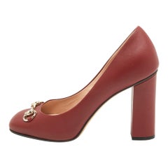 Gucci Burgundy Leather Horsebit Pumps Size 39.5