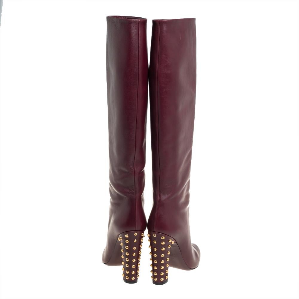 burgundy leather knee high boots