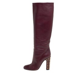 Gucci Burgundy Leather Knee Length Boots Size 37.5