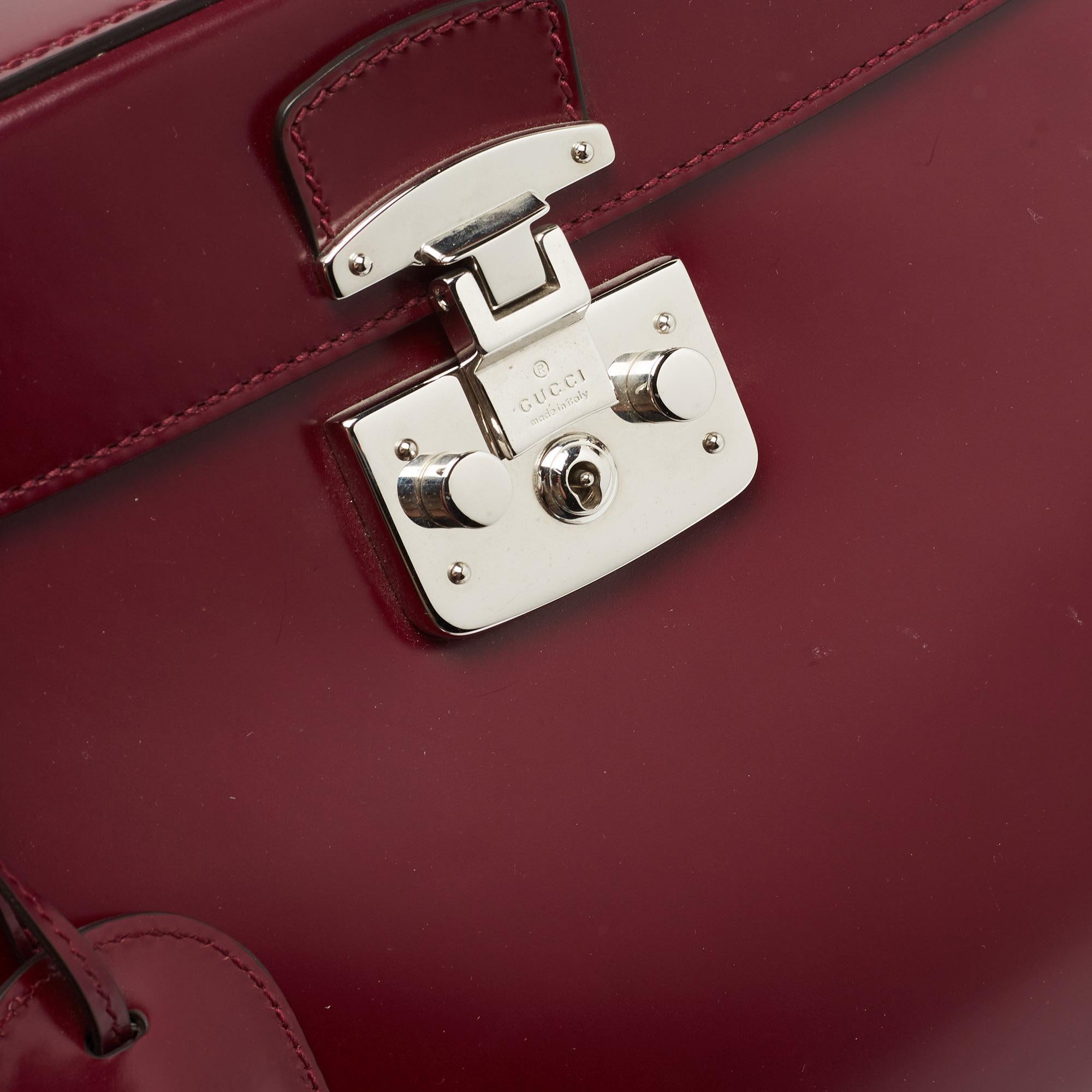 Gucci Burgundy Leather Lady Lock Top Handle Bag 9
