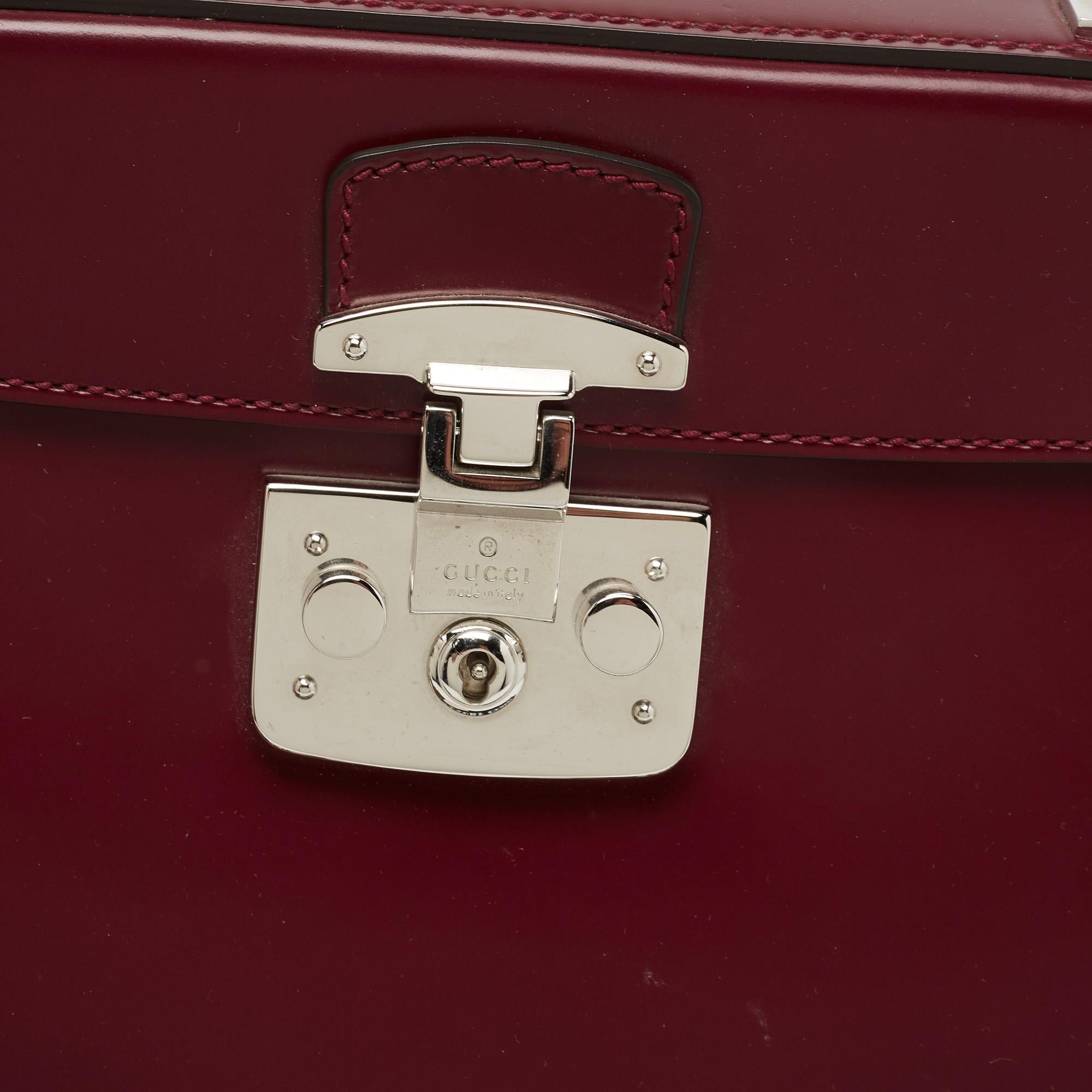Gucci Burgundy Leather Lady Lock Top Handle Bag 4