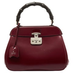 Gucci Burgundy Leather Lady Lock Top Handle Bag