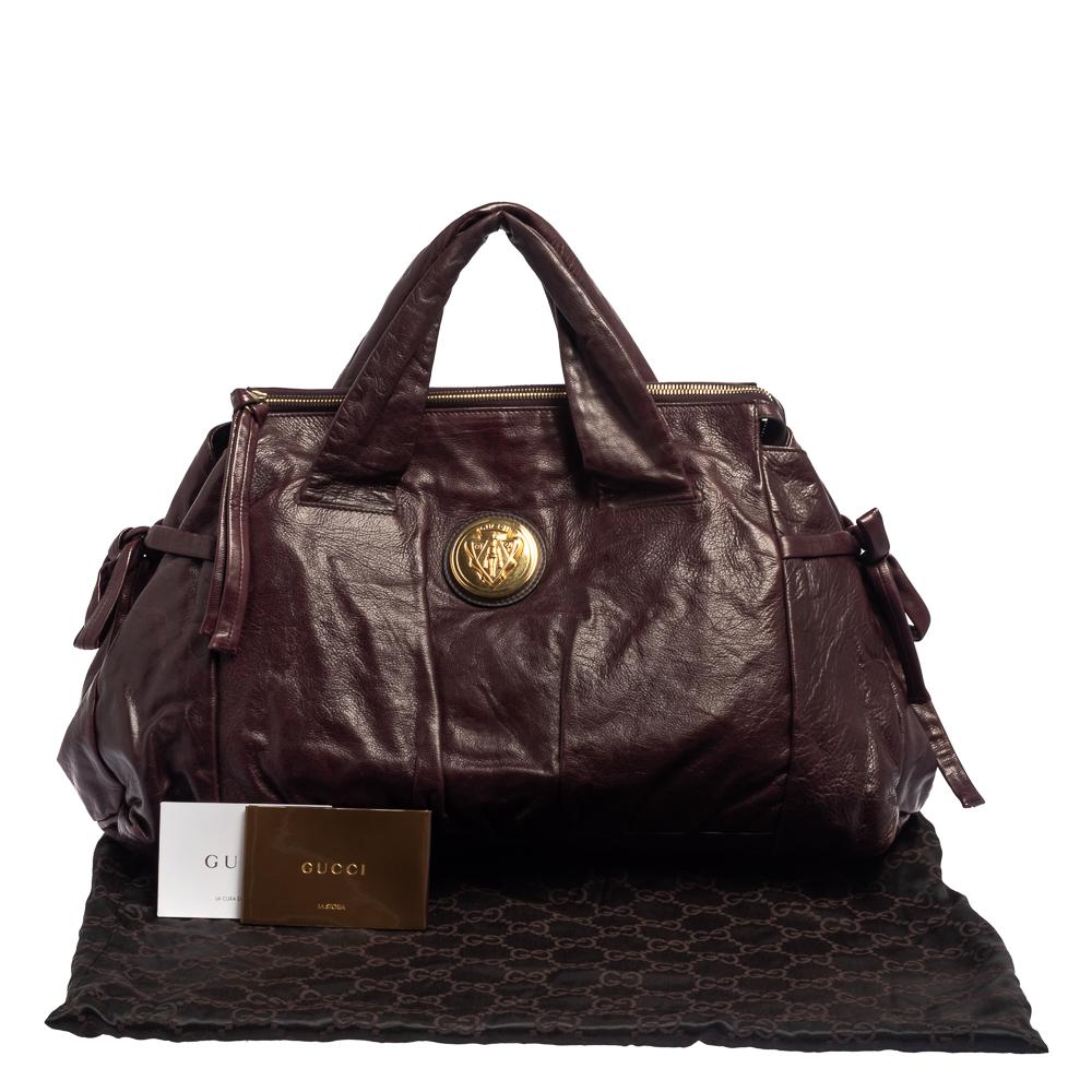 Gucci Burgundy Leather Large Hysteria Tote For Sale 9