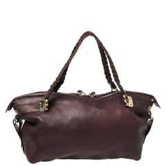 Gucci Burgundy Leather Medium Bamboo Bar Satchel
