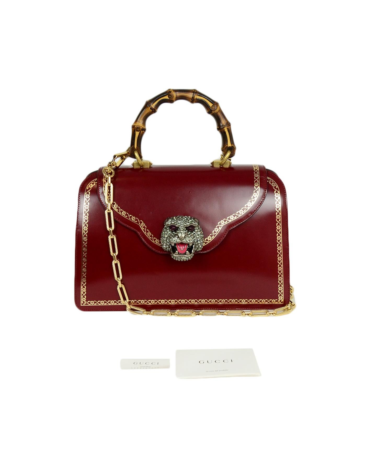 Gucci Burgundy Leather Medium Thiara Bamboo Top Handle Bag rt $4, 900 5
