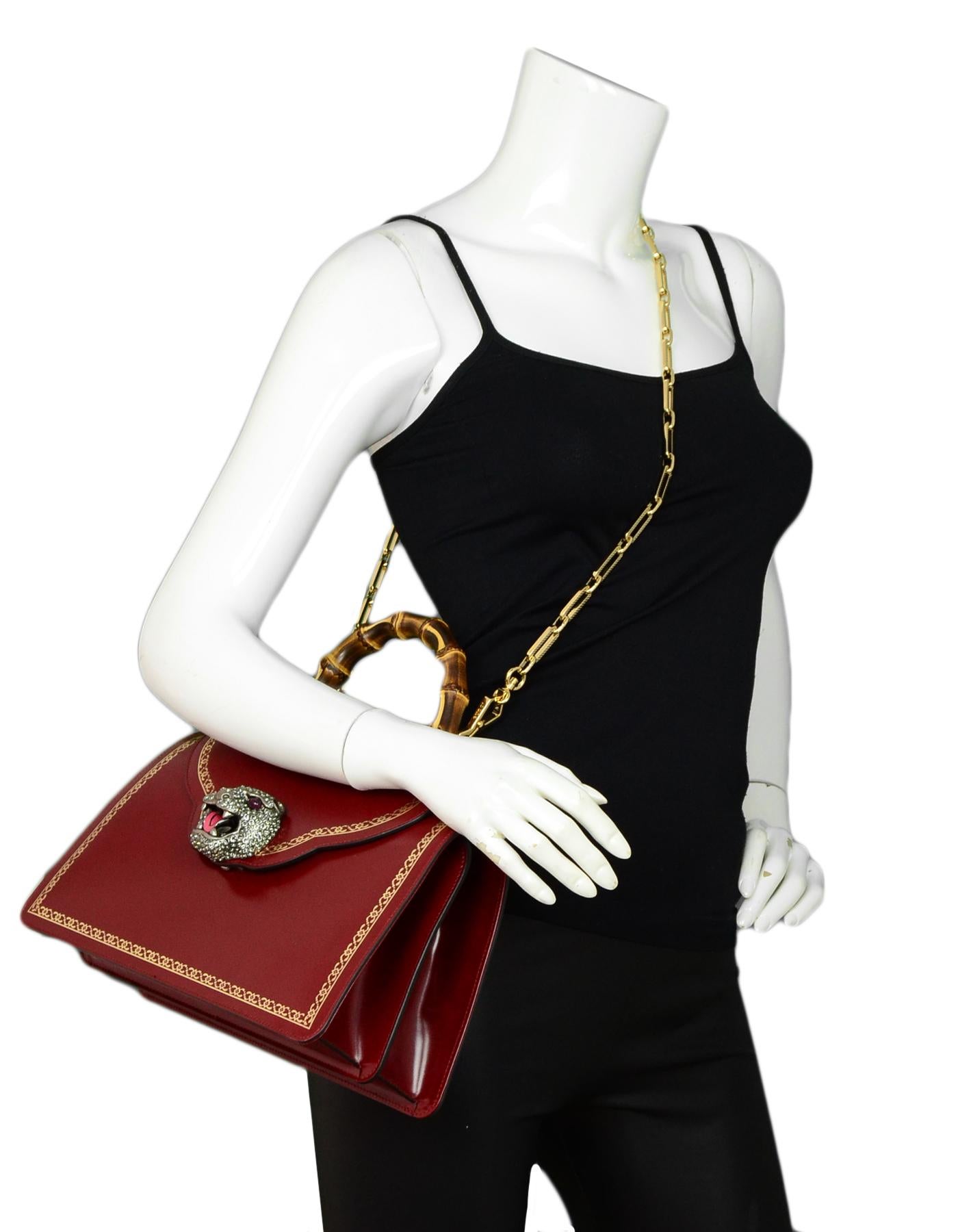 Brown Gucci Burgundy Leather Medium Thiara Bamboo Top Handle Bag rt $4, 900