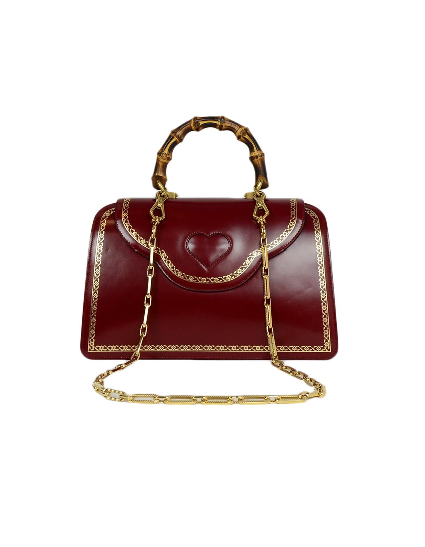 Gucci Burgundy Leather Medium Thiara Bamboo Top Handle Bag rt $4, 900 In Excellent Condition In New York, NY
