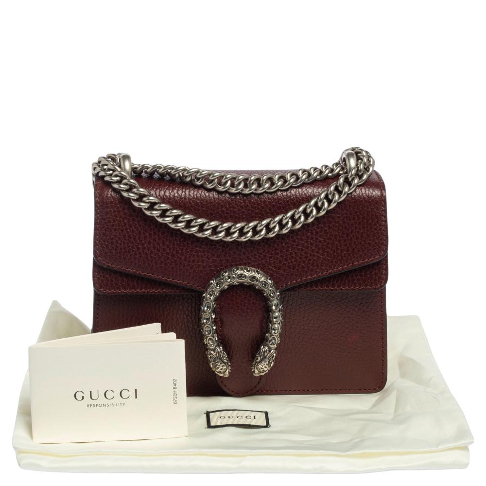 Gucci Burgundy Leather Mini Dionysus Shoulder Bag 8