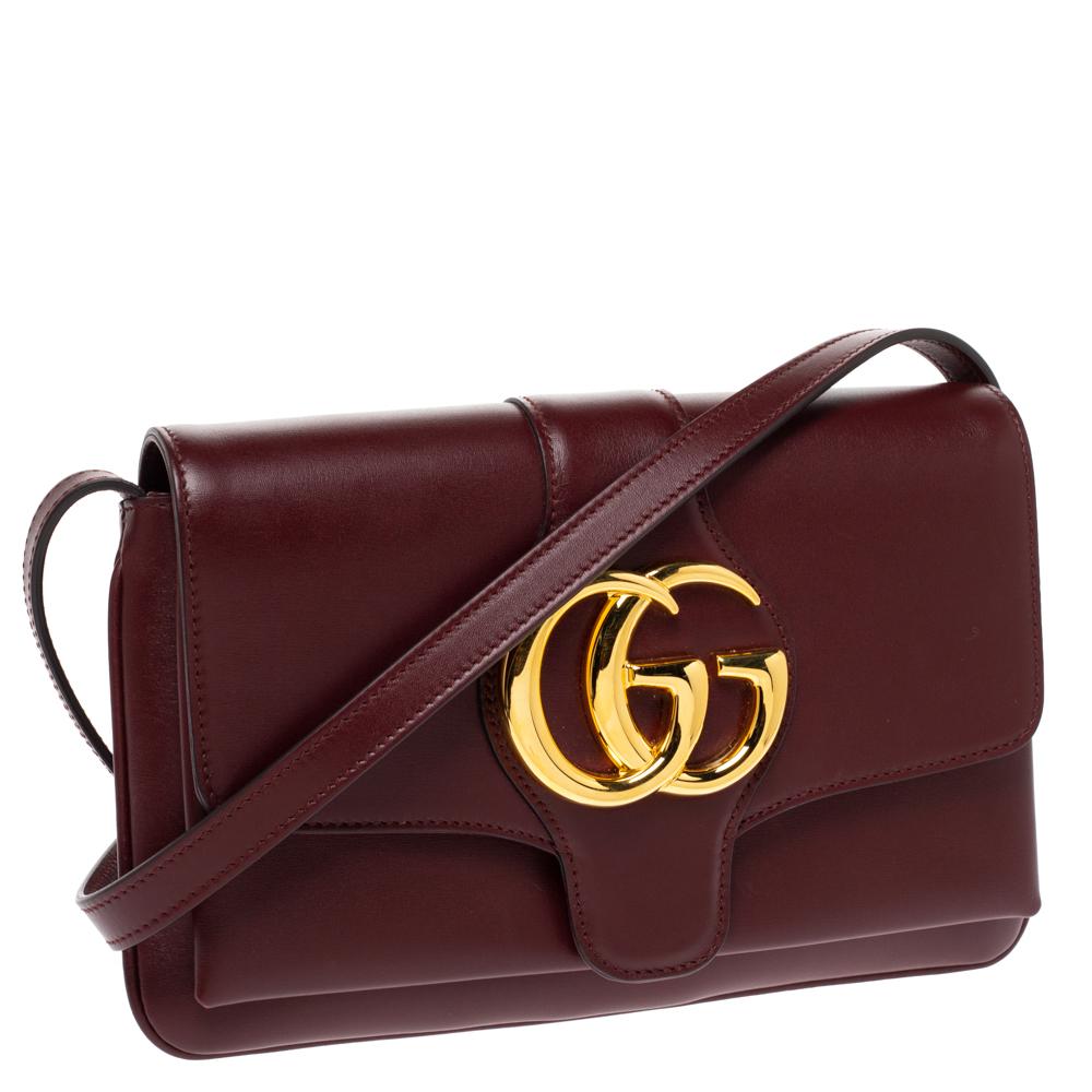 Gucci Burgundy Leather Small Arli Shoulder Bag In Good Condition In Dubai, Al Qouz 2