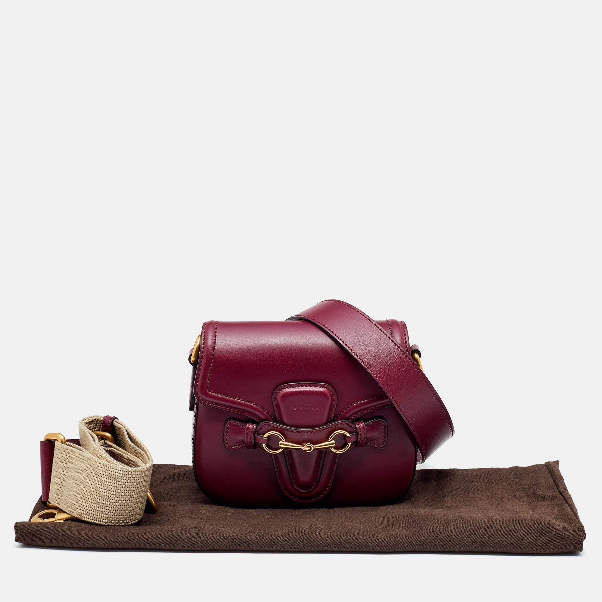 Gucci Burgundy Leather Small Lady Web Shoulder Bag 4