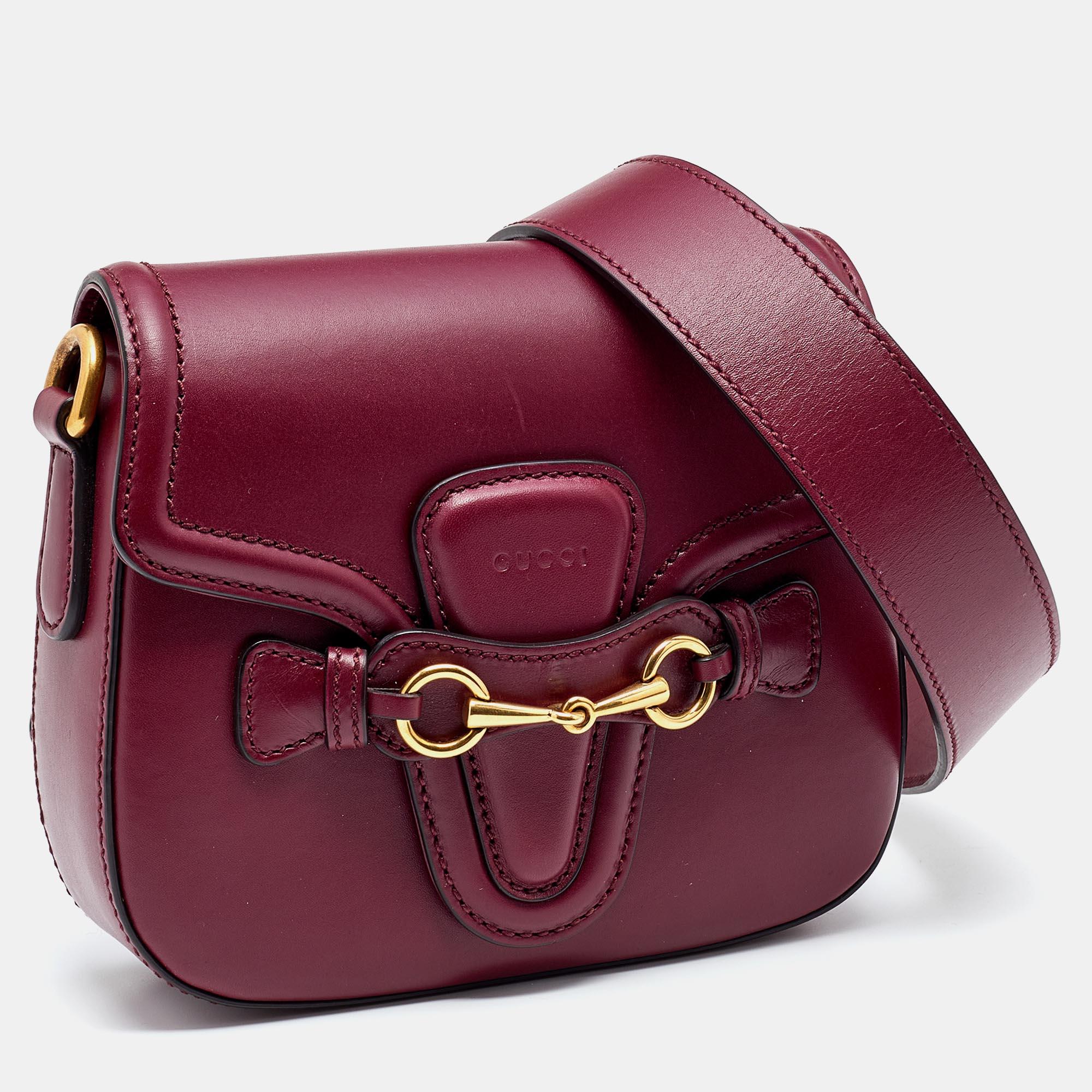 Gucci Burgundy Leather Small Lady Web Shoulder Bag 1