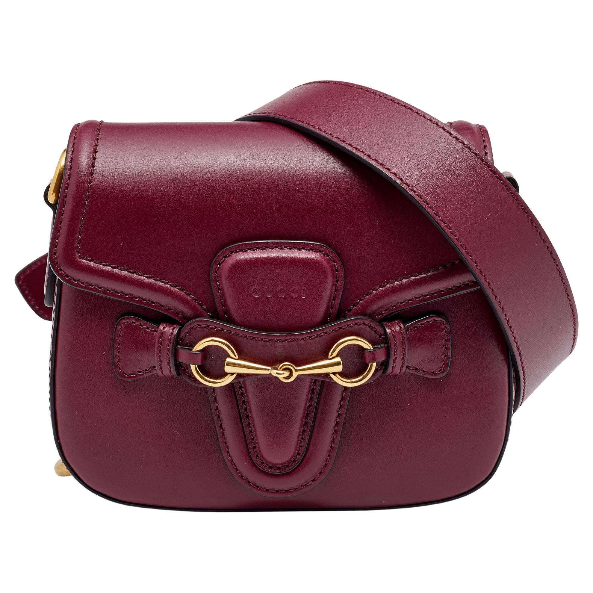 Gucci Burgundy Leather Small Lady Web Shoulder Bag
