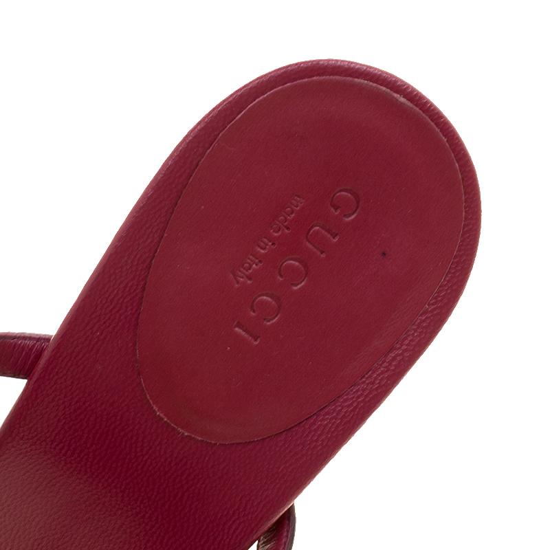 Gucci Burgundy Leather Studded GG Interlocking Slides Sandals Size 38.5 1