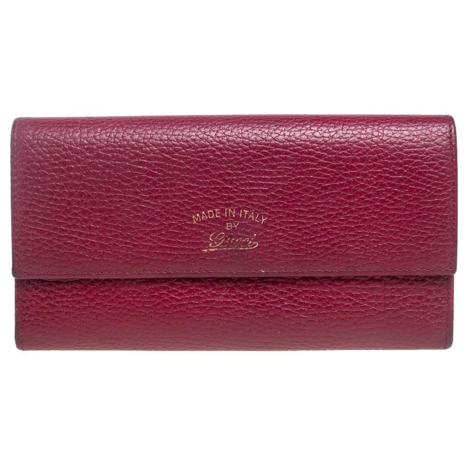 Gucci Burgundy Leather Swing Continental Wallet