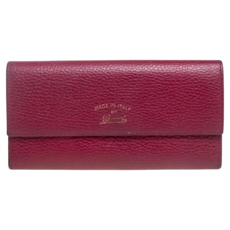 Cartera continental Swing de piel burdeos de Gucci