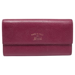 Gucci Burgundy Leather Swing Flap Continental Wallet