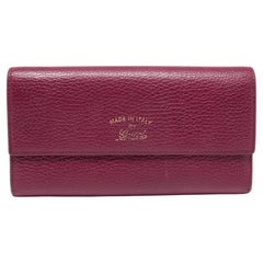 Gucci Burgundy Leather Swing Flap Continental Wallet