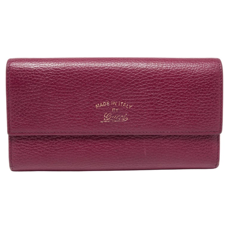 Gucci Burgundy Leather Swing Flap Continental Wallet at 1stDibs