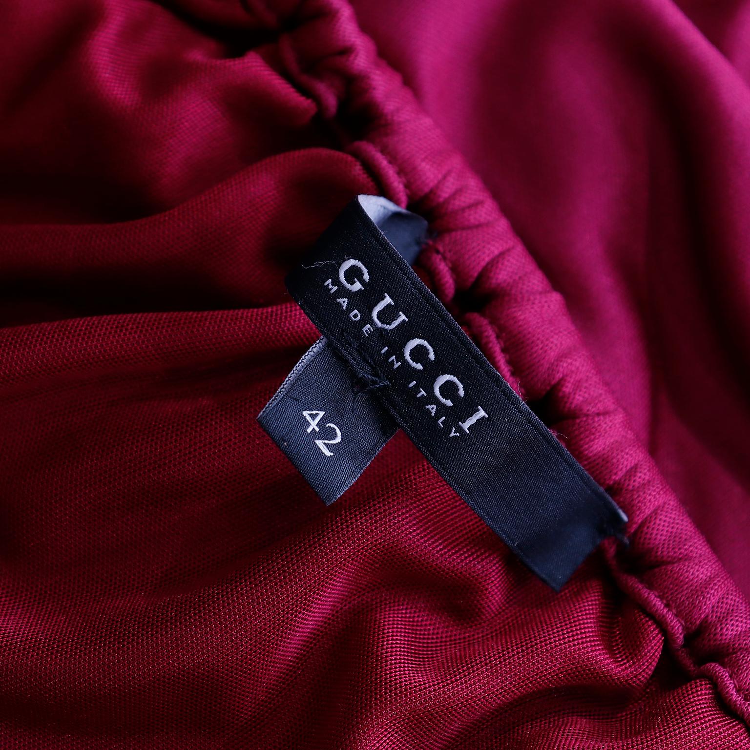 Gucci Burgundy Low Cut Top with Sash and Gold GG Logo & Anchor Charms 8