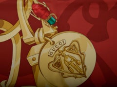 Gucci Burgundy "Medallion" Silk Scarf
